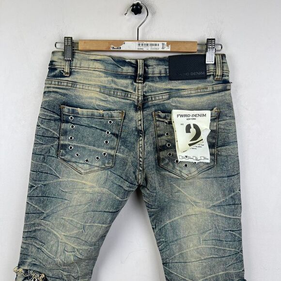 NWT FWRD Boys Denim Distressed Skinny Jeans Unique Design and Pockets Size 18 - Picture 3 of 8